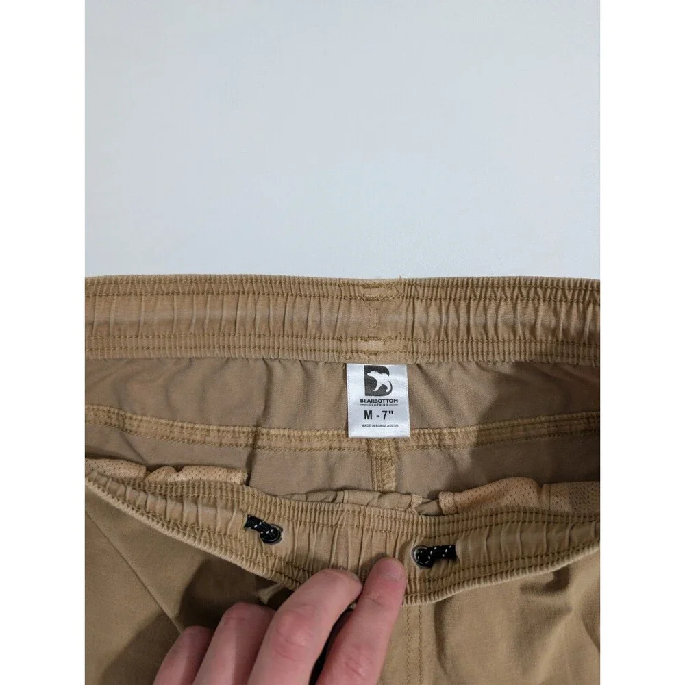 Bearbottom Twill Shorts Mens Medium Brown Elastic Waist 7